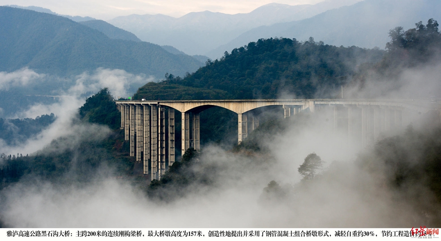 沿着高速看中国｜世界第一高墩、双螺旋隧道……看云端高速“逆天”而行！(图14)